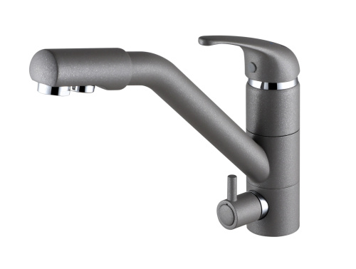 Смеситель для кухни Paulmark HESSEN He213017-402 на раковину серый металлик
