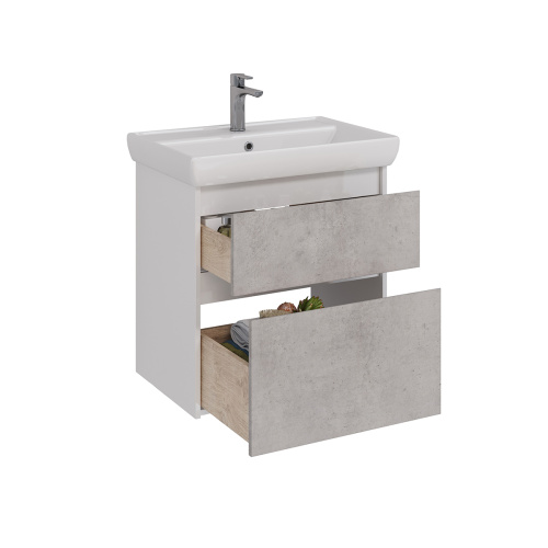 Тумба под раковину LeMark Combi LM03C70T-Beton 64х44х65 напольная/подвесная цвет бетон/белый - фото 2