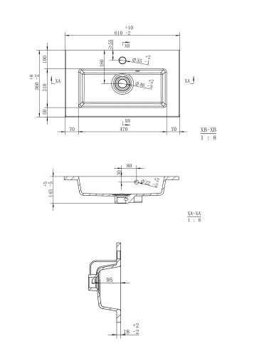 Раковина керамическая Uperwood Aurora RAurora60wg 61х36 полувстраиваемая цвет белый - фото 2