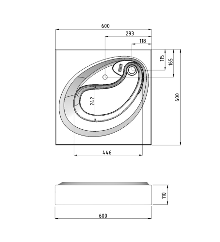 Раковина из искусственного мрамора Grossman Alvaro 1606001 60х60 подвесная цвет белый 1 отверстие под смеситель - фото 4