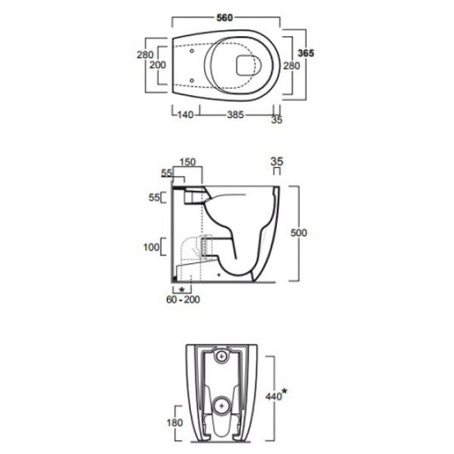 Чаша унитаза приставная Simas Vignoni VI21bi цвет белый без сиденья безободковая каскадный смыв - фото 2