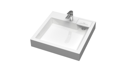 Раковина из литьевого мрамора Uperwood Vission 45483000002 60х60 над стиральной машиной цвет белый - фото 4