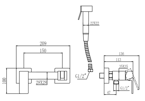 Гигиенический душ со смесителем Savol S-FXQ007Q графит - фото 2