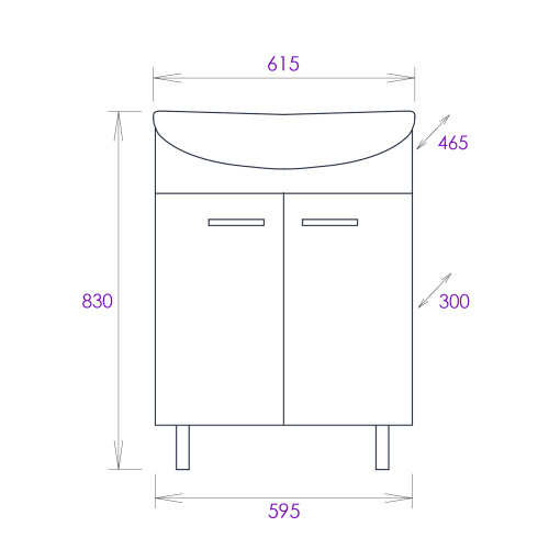 Тумба под раковину Onika Коралл 106149 59х30х68 напольная - фото 3
