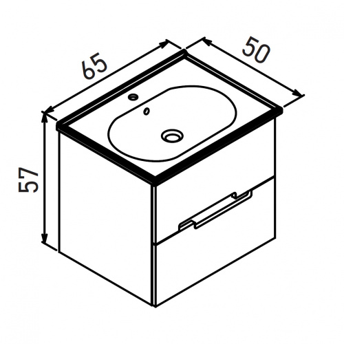 Тумба с раковиной Orka Lodi 5005882 65х50х57 цвет белый/черный - фото 2