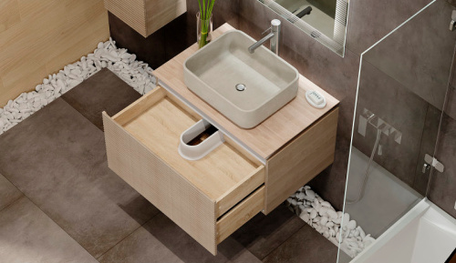 Тумба под раковину Jorno KARAT Kar.01.80/P/BuL 80х54х46 подвесная цвет бук - фото 4