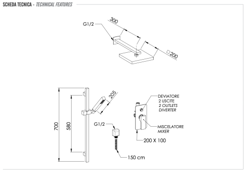 Душевая система Remer Absolute AU09S01SD20 встраиваемая в стену - фото 2
