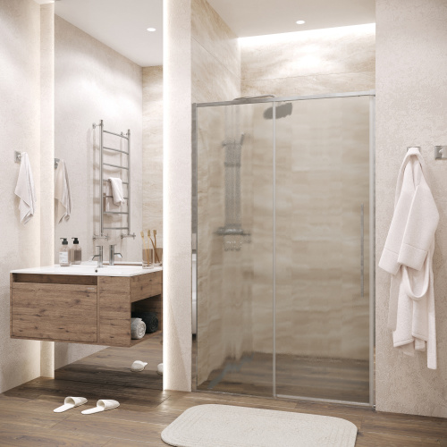 Душевая дверь Grossman Galaxy 100.K33.01.140.10.02 140х195 стекло текстурное профиль хром глянцевый - фото 3