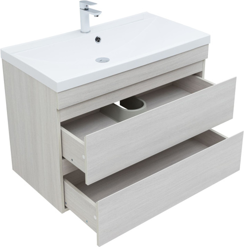 Тумба под раковину Aquanet Нота NEW 00334205 89х47х61 подвесная цвет светлое дерево - фото 2