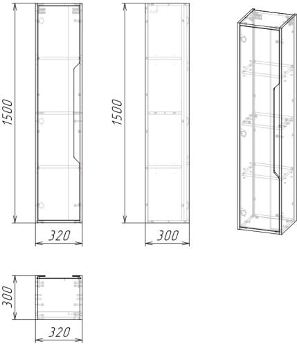 Шкаф-пенал Grossman Лайф 303202 32х30х150 подвесной цвет винтажное дерево темное/графит - фото 4