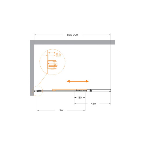 Душевая шторка на ванну Cezares SLIDER SLIDER-FIX-VF-11-90/150-C-NERO 90х150 стекло прозрачное профиль черный ориентация универсальная - фото 5