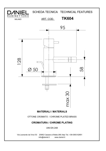 Смеситель Daniel Tokyo TX604-15 на биде черный матовый - фото 2