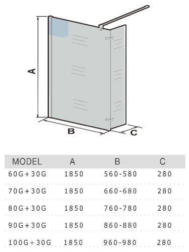Душевая перегородка WeltWasser WW400 10000002947 90х185 стекло прозрачное профиль хром глянцевый - фото 3