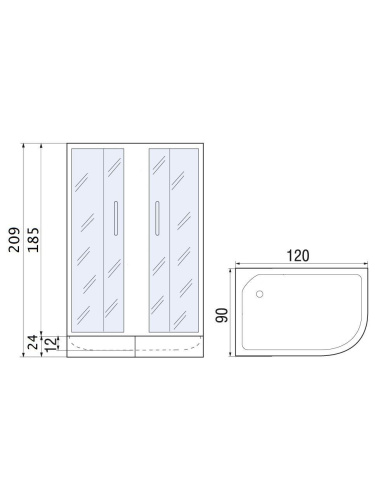 Душевой уголок River DON XL 10000003376 120х90 стекло матовое профиль хром матовый без поддона - фото 2