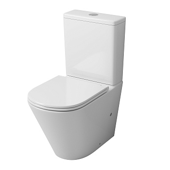 Унитаз напольный с бачком Grossman Санфаянс GR-4450S белый глянцевый с сиденьем безободковый каскадный смыв
