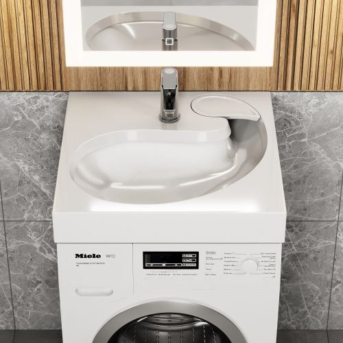 Раковина из литьевого мрамора Uperwood Comforty 291021038 60х60 над стиральной машиной цвет белый - фото 4