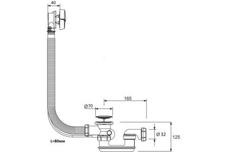 Слив-перелив для ванны Royal Bath Cliv-pereliv p/a 80 cm BL