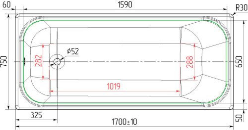 Ванна чугунная Ностальжи 460715236007312 170х75 пристенная - фото 3