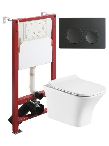Комплект унитаз с инсталляцией и клавишей смыва Orange CI02-100W+APB144 - фото 2