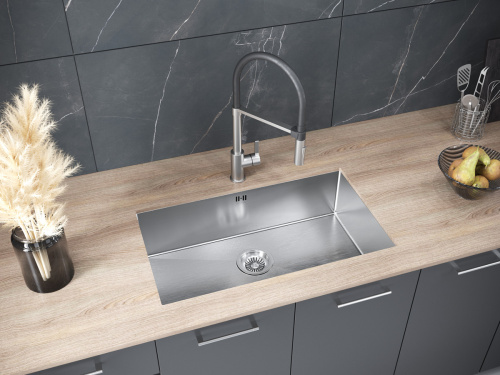 Кухонная мойка Paulmark GERBERG 74 UNI PM257444-BS 69х39 цвет брашированная нержавеющая сталь поверхность матовая - фото 3