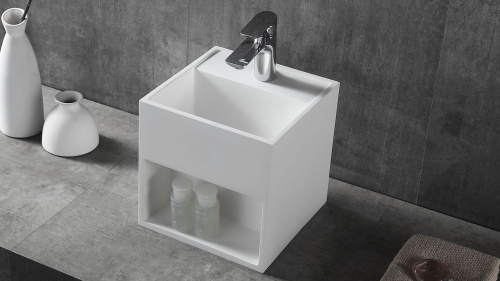 Раковина из искусственного камня Zenon Titan 4000.000.000.000.39678 30х30 подвесная цвет белый матовый - фото 5