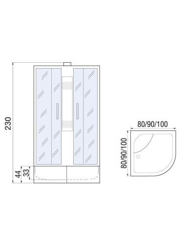 Душевая кабина River NARA Б/К XL 100/44 MT -10000006203 100х100 четверть круга без крыши ориентация универсальная - фото 2