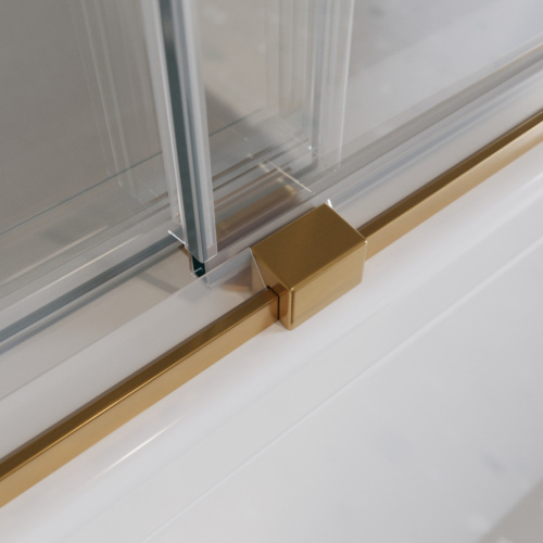 Душевая шторка на ванну Cezares TANDEM-SOFT TANDEM-SOFT-VF-2-180/145-C-BORO-IV 180х145 стекло прозрачное профиль золото брашированное ориентация универсальная - фото 4