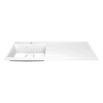 Раковина из литьевого мрамора Paola Paola Magenta 1100 L 111х50 подвесная цвет белый глянцевый 1 отверстие под смеситель