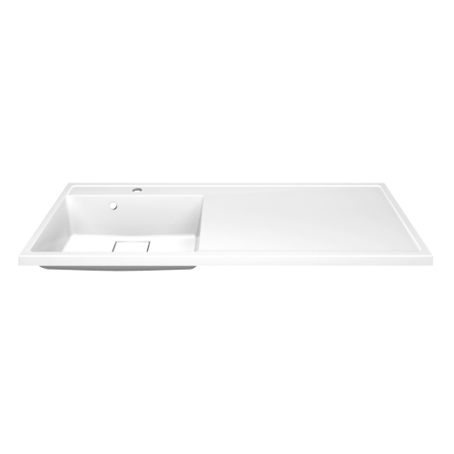 Раковина из литьевого мрамора Paola Paola Magenta 1100 L 111х50 подвесная цвет белый глянцевый 1 отверстие под смеситель