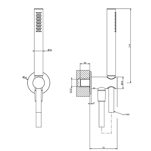Душевой гарнитур Gessi Gessi316 54023#707 настенный  черный - фото 2