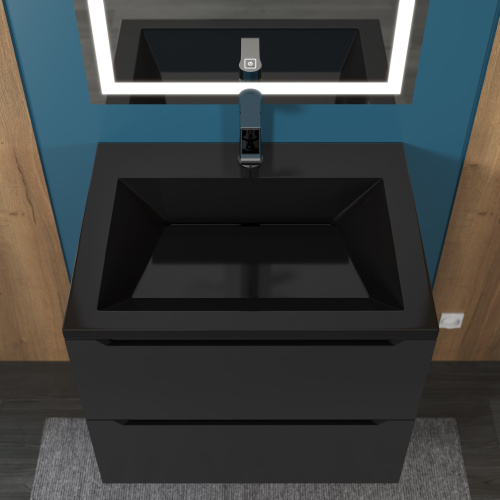 Раковина из искусственного мрамора Uperwood Olivia ROlivia60bg 60х45 полувстраиваемая цвет черный глянцевый - фото 5