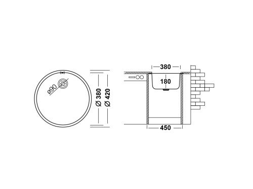 Кухонная мойка Ukinox Модерн MOP420 -GT8C 42х42 цвет хром поверхность полированная - фото 3