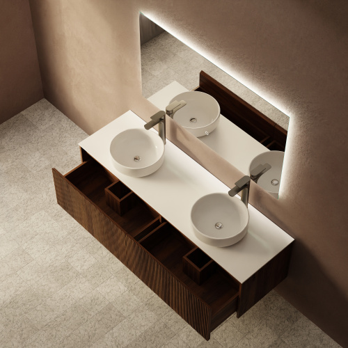 Тумба с раковиной+зеркало Art Decco Camilla (Камилла) ACM15W22D3M0 150x45x40 подвесная цвет черный орех - фото 3