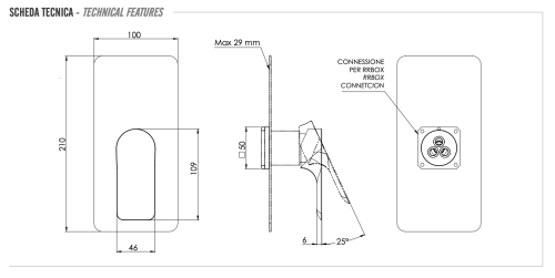 Смеситель для душа Remer Infinity I30KBNO встраиваемый в стену черный - фото 2