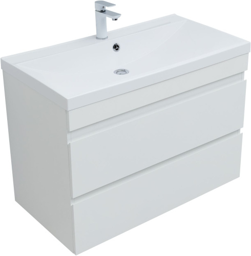 Тумба под раковину Aquanet Нота NEW 00335419 89х47х61 подвесная цвет белый - фото 3