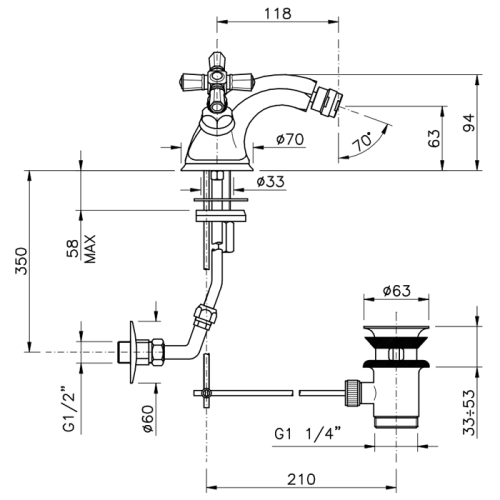 Смеситель Nicolazzi X-Steel 316 1934CR45 на биде хром - фото 2