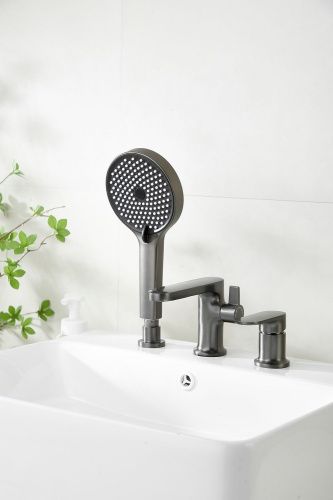 Смеситель BELZ B66713-3 на борт ванны оружейная сталь - фото 4