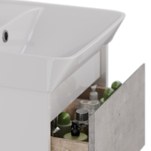 Тумба под раковину LeMark Combi LM03C45T-Beton 43х35х65 напольная/подвесная цвет бетон/белый - фото 4