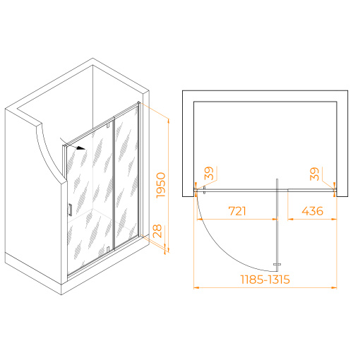 Душевая дверь RGW Passage 350800813-21 120х195 стекло матовое профиль хром глянцевый - фото 5