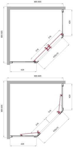 Душевой уголок BelBagno UNO-195 UNO-195-P-2-90-C-NERO 90х90 стекло прозрачное профиль черный без поддона - фото 2