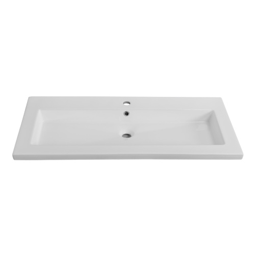 Раковина керамическая Cezares CZR-8070-100 101х46 подвесная цвет белый глянцевый 1 отверстие под смеситель - фото 2