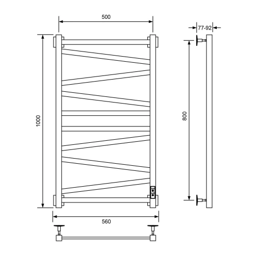 Полотенцесушитель Veconi Barro-C B10050B-C 50х100 электрический черный - фото 2