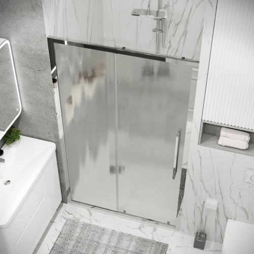 Душевая дверь Grossman Cosmo 100.K33.02.130.10.02 130х195 стекло текстурное профиль хром глянцевый - фото 5