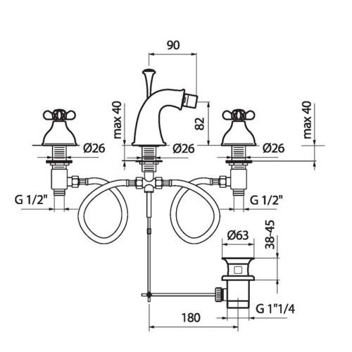 Смеситель Webert Ottocento OT710202010 на биде золото - фото 3