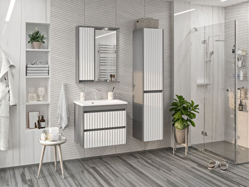 Зеркало-шкаф Brevita Balaton BAL-04065-01-01Л 63х14х80 подвесной цвет белый/серый - фото 5