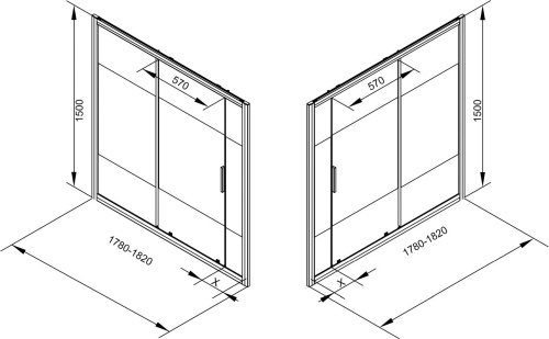 Душевая шторка на ванну Aquanet AE10-B-180H150U-CP + AE10-F-80H150U-CP 180х150 стекло прозрачное/шелкография профиль хром глянцевый ориентация универсальная - фото 4