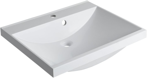 Раковина из литьевого мрамора Aquanet Нота 00281220 58х48 полувстраиваемая цвет белый 1 отверстие под смеситель - фото 3