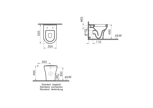 Чаша унитаза приставная Vitra Zentrum 5788B003-0075 цвет белый без сиденья - фото 3