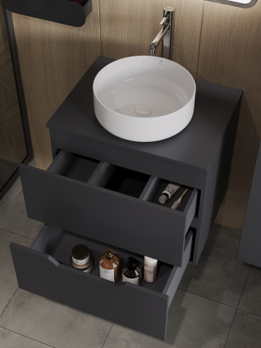 Тумба с раковиной Orange Line Li-60TugMDF+B09-360W 61х46х68 - фото 4