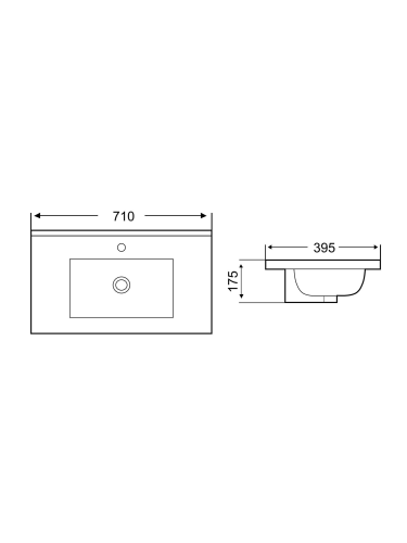 Раковина из санфаянса WeltWasser WW SK 40 см 10000005584 встраиваемая цвет белый глянцевый 1 отверстие под смеситель - фото 2
